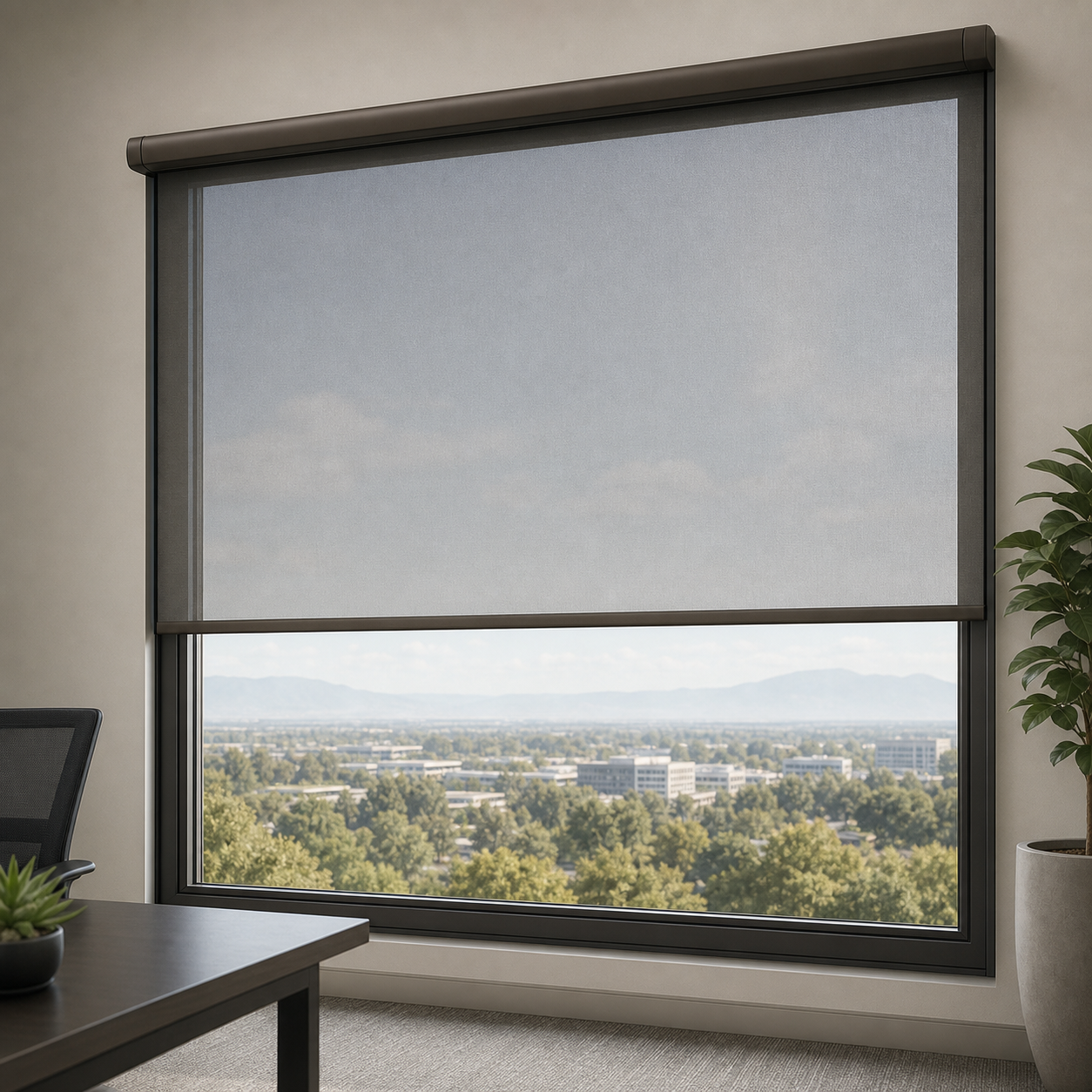 Motorized solar screen roller shade